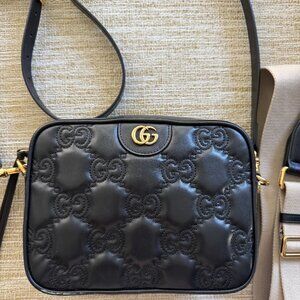 Gucci Black Crossbody Bag with Gold Accents